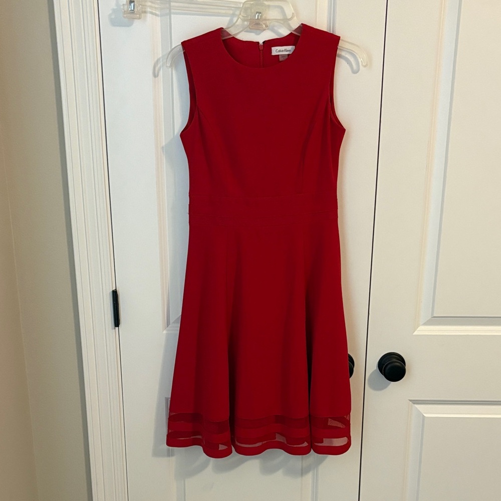 Calvin Klein Vibrant Red Sleeveless Dress